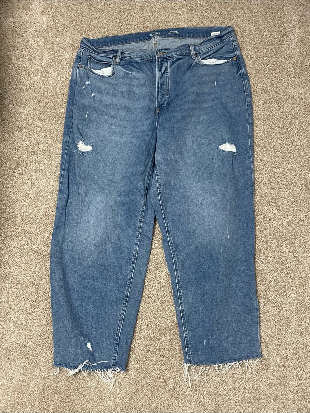 Old Navy Men's Relaxed Distressed Blue Jeans